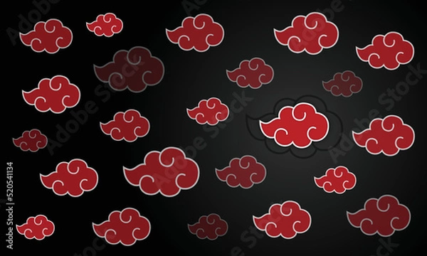 Fototapeta A vector illustration of red Akatsuki clouds from Naruto on the dark background