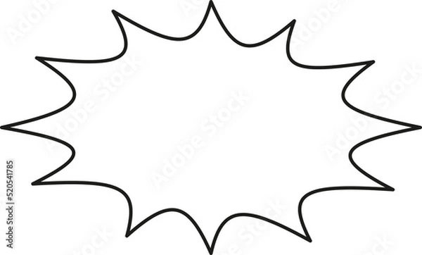 Obraz Pop art, comic book, cartoon design element. White speech bubble, explosion effect with black outline. Isolated png illustration, transparent background for montage, sticker, stamp.