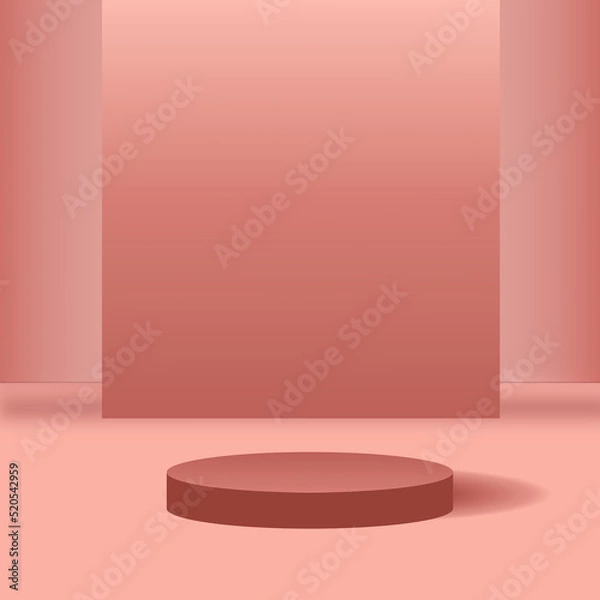 Fototapeta Pink background with podium, minimal mockup scene for product display, branding, 3d render