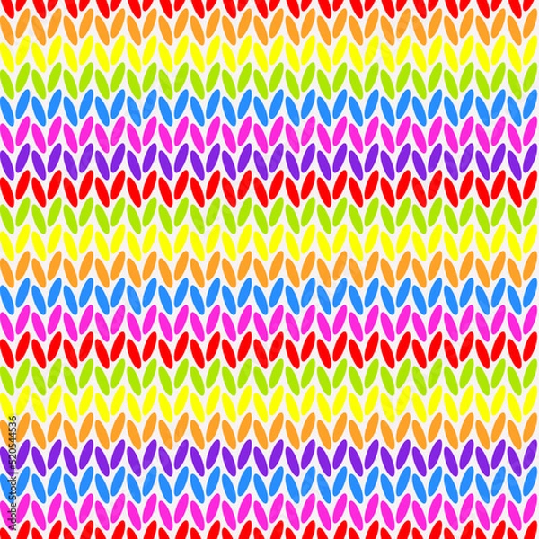 Fototapeta Rainbow knitted background, seamless pattern