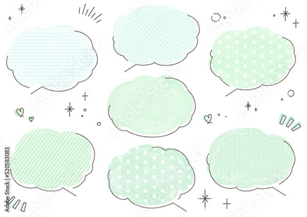 Obraz 水彩のふわふわかわいい柄吹き出し　緑色Ver