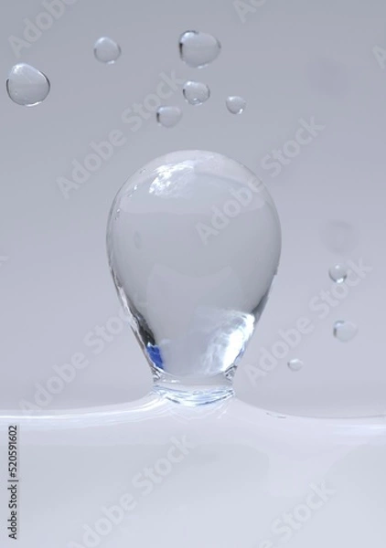 Fototapeta Cosmetic essence, closeup liquid bubbles, molecules of liquid bubbles on the background. Real transparent water drips. Pure Cosmetics Product. Moisturizer Skin Care. 3d rendering