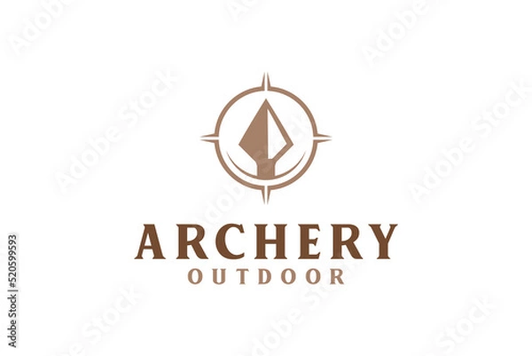 Obraz Stone spear archery logo design compass wind rose icon hunting hunter symbol minimalist modern