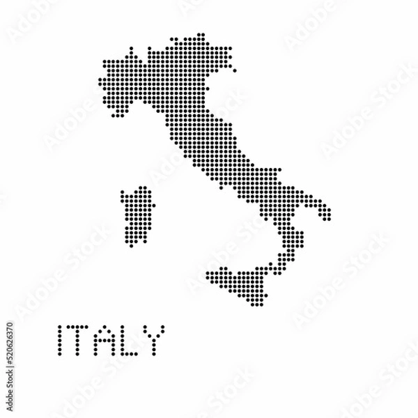 Fototapeta Italy map with grunge texture in dot style. Abstract vector illustration of a country map with halftone effect for infographic. 