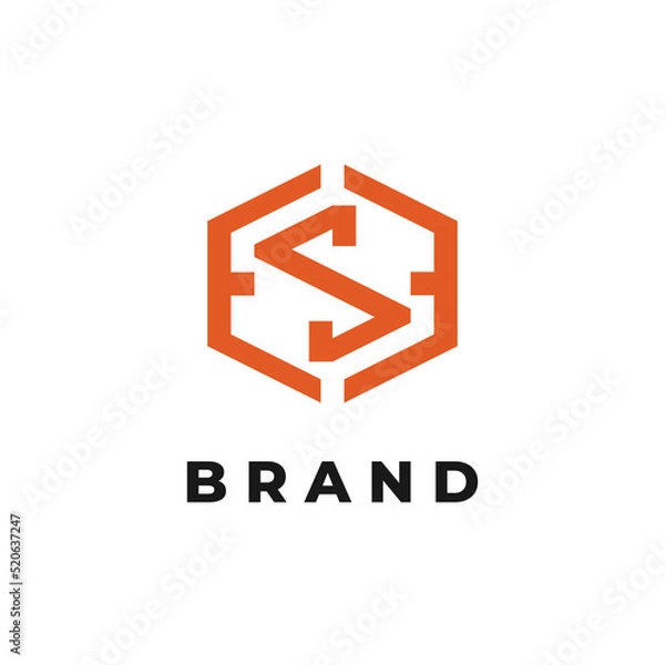 Fototapeta Letter S Logo Design With Surrounding Polygon Illustration Icons ,Vector Template