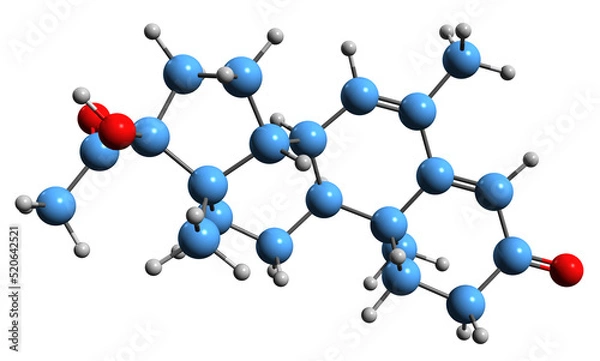 Fototapeta  3D image of Megestrol skeletal formula - molecular chemical structure of progestin isolated on white background
