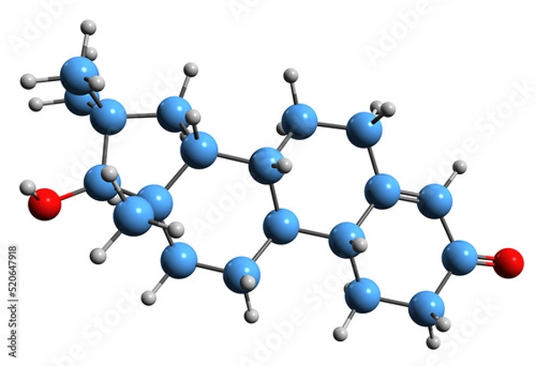 Fototapeta 3D image of Metogest skeletal formula - molecular chemical structure of steroidal antiandrogen isolated on white background