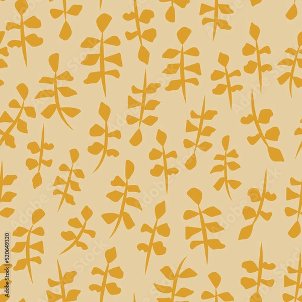 Obraz Yellow plant leaves seamless vector repeat pattern