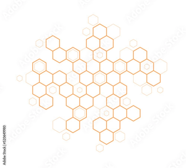 Obraz Bee honey comb background . Simple pattern bee honeycomb cells. molecular structure. science Illustration. Vector texture. Futuristic geometric print