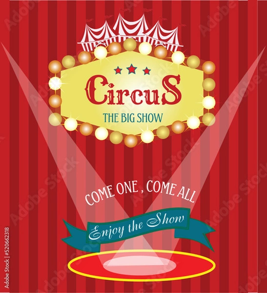 Fototapeta Background for circus performance and invitations.Red and yellow colors.Used for web design,illustrations,posters,banners.