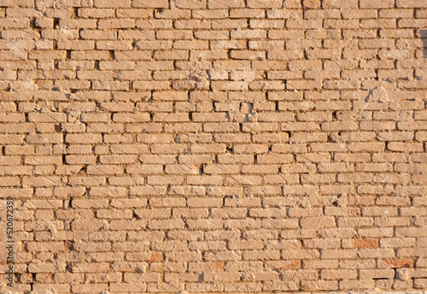 Fototapeta Brick wall, a brick wall with a beautiful texture in a small town in Brazil, natural light, selective focus.