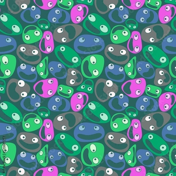 Fototapeta Cartoon kids store monsters seamless aliens pattern for clothes print and wrapping and school notebooks and fabrics