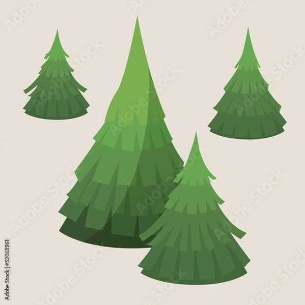 Obraz realistic fluffy fir-trees vector illustration