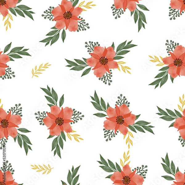 Obraz orange floral seamless pattern