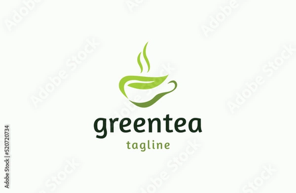 Fototapeta Green tea logo icon design template flat vector illustration