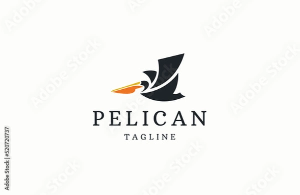 Obraz Pelican bird logo icon design template flat vector illustration