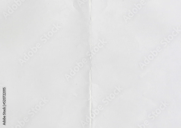 Fototapeta High resolution large image of white paper texture background scan folded in half, soft fine grain uncoated paper for water colors with copy space for text material mockup or presentation wallpaper