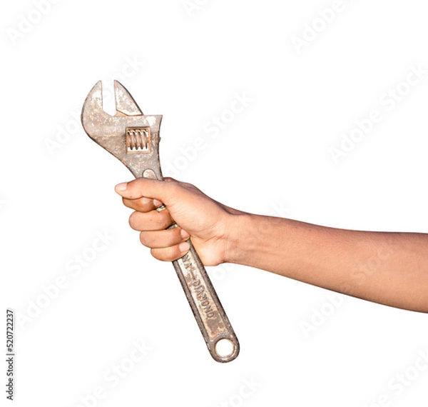 Obraz wrench in hand on white background
