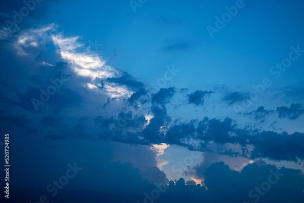 Fototapeta Beautiful blue cloudy sky with lights