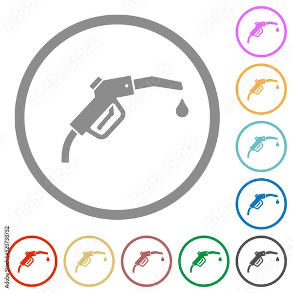 Obraz Gasoline pump fuel nozzle solid flat icons with outlines