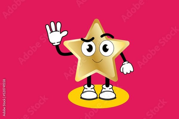 Fototapeta Illustration vector graphic cartoon character of cute mascot golden star with pose. Suitable for children book illustration and element design flyer,poster