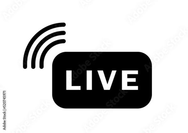 Fototapeta ライブ配信のシンプルなアイコンイラスト　モノクロ