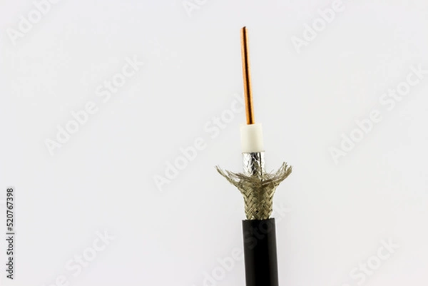 Fototapeta Section of coaxial cable with copper core