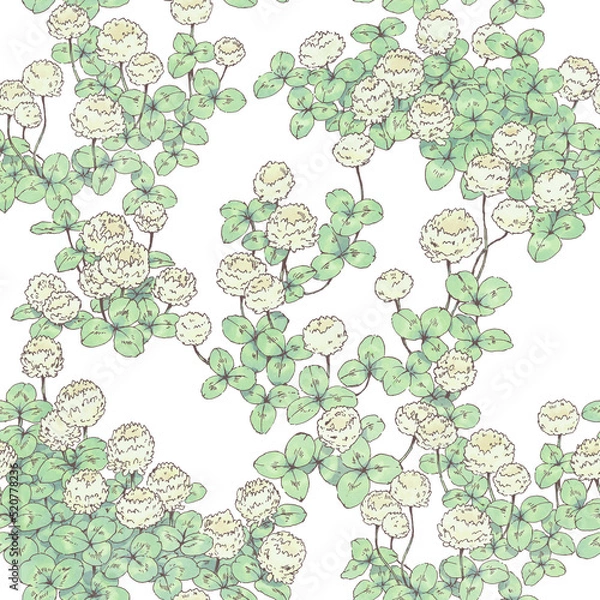 Fototapeta クローバー　パターン　シームレス