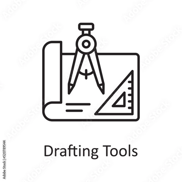 Fototapeta Drafting Tools vector outline Icon Design illustration. Miscellaneous Symbol on White background EPS 10 File