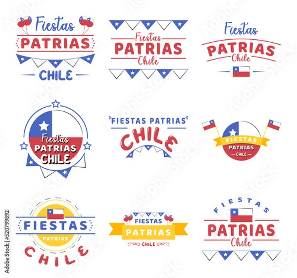 Obraz Colorful Chilean Fiestas Patrias Lettering Collection Design