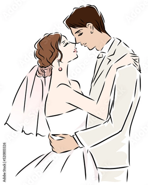 Obraz 結婚式　誓いのキスをする新郎新婦