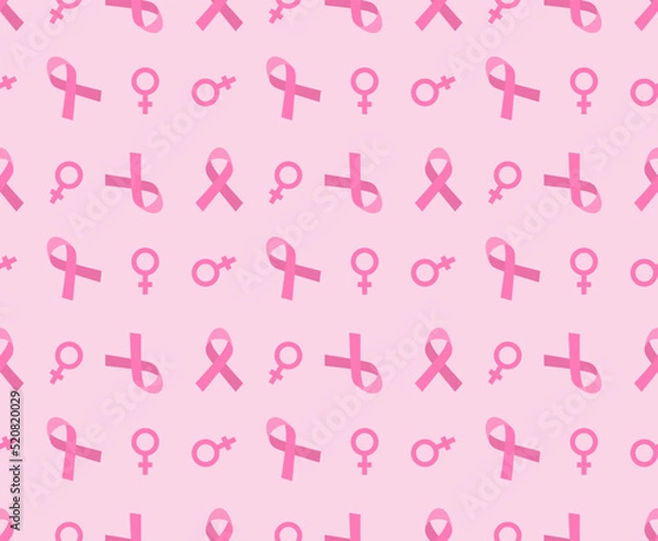 Obraz Breast cancer awareness seamless pattern background. design. Vector. Illustration.