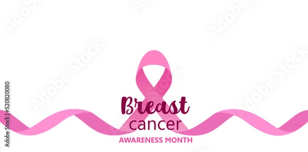 Obraz Breast cancer awareness background. October is month of breast cancer awareness in the world. Dedsign with pink ribbon. Vector.