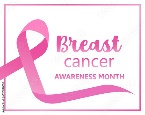 Obraz Breast cancer awareness background. October is month of breast cancer awareness in the world. Dedsign with pink ribbon. Vector.