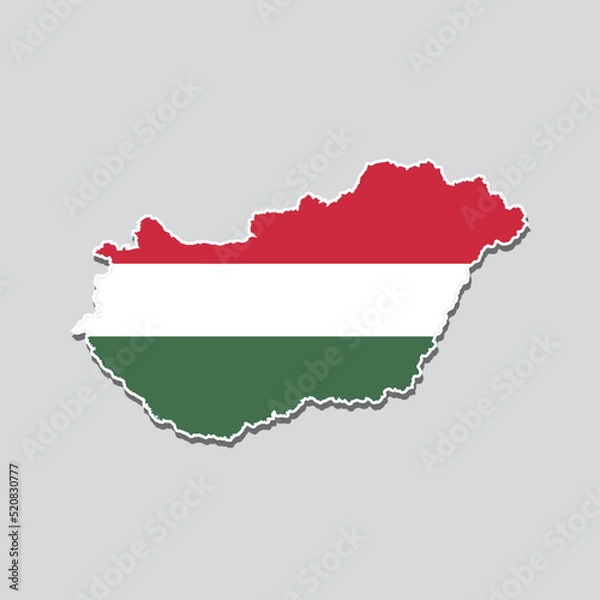 Fototapeta Flag of Hungary in the shape of the country's map