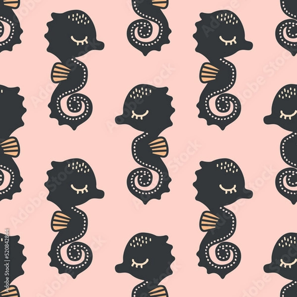 Obraz Vector seahorse seamless pattern background. Perfect for fabric, scrapbooking, wallpaper projects.