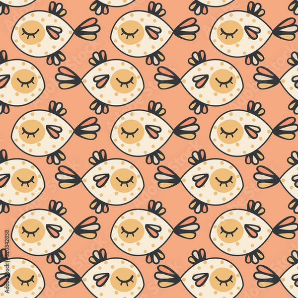 Fototapeta Vector fish seamless pattern background. Perfect for fabric, scrapbooking, wallpaper projects.