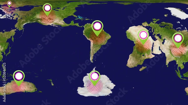 Fototapeta World Pin Point Location Map illustration. 
