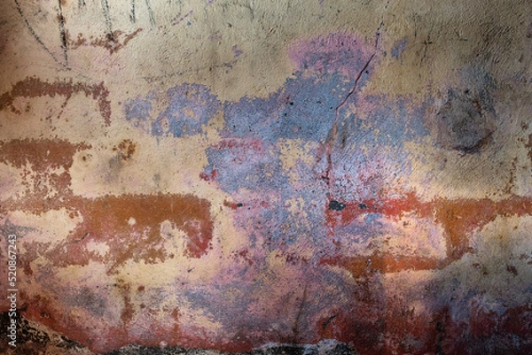 Fototapeta Distressed wall with damp and worn out paint