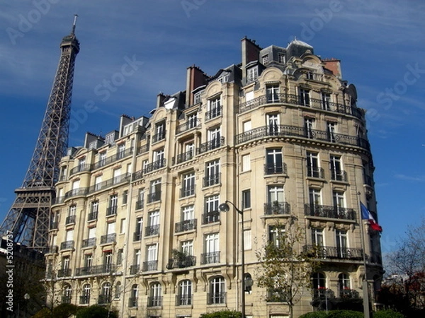 Obraz immeuble et tour eiffel