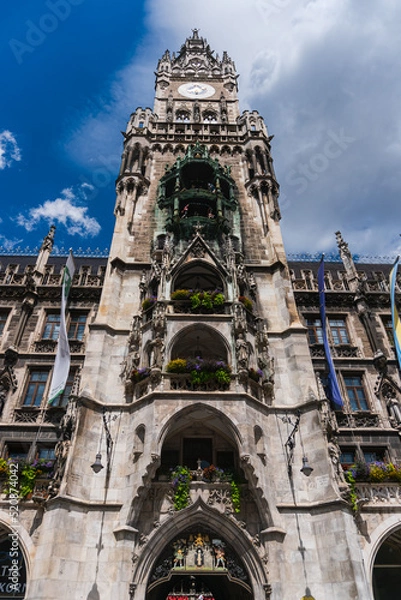 Obraz Munich, Marienplatz, town hall, clouds