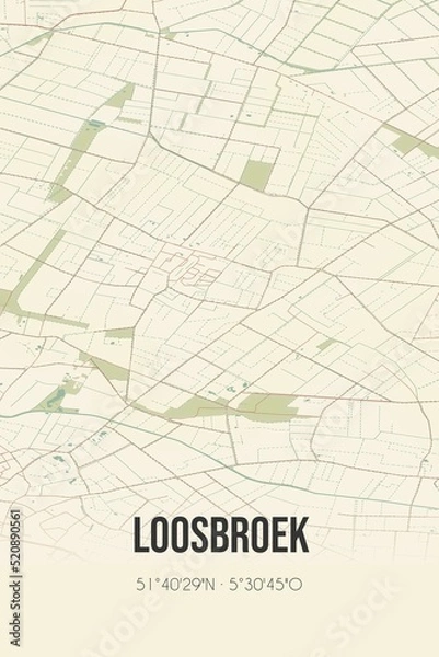 Obraz Retro Dutch city map of Loosbroek located in Noord-Brabant. Vintage street map.