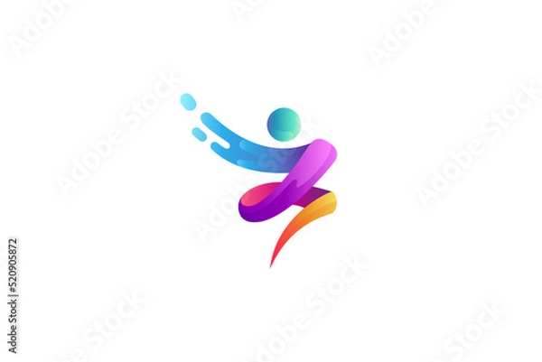 Obraz Abstract playful people logo with water splash or fast effect in multiple gradient colors