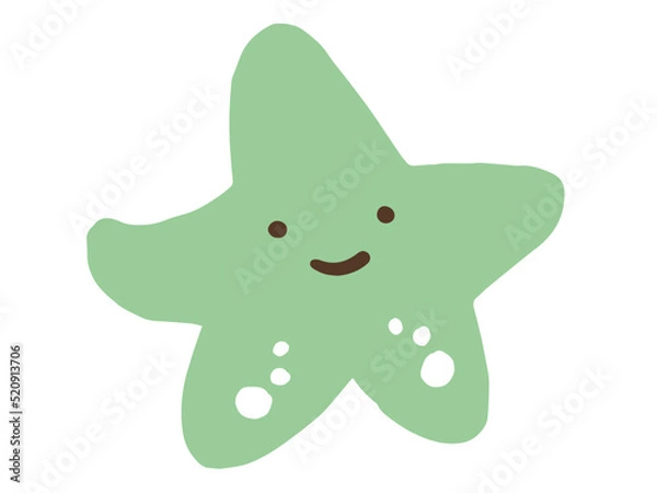 Fototapeta かわいい海の中のヒトデさん／手描きイラスト素材