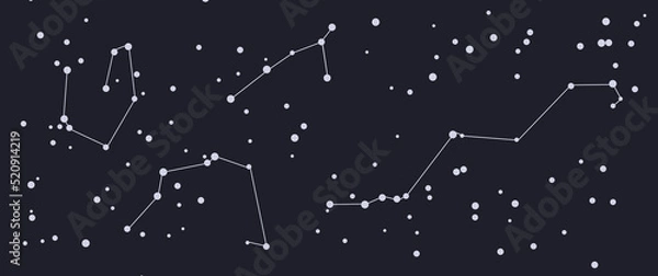 Obraz Star constellation illustration, abstract star constellation, stargazing, star observation, suitable for background, desktop background, backdrop, banner, brochure
