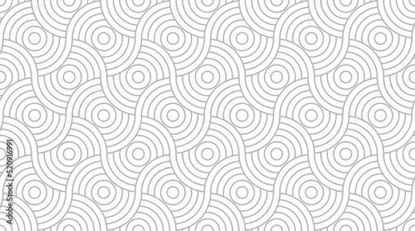 Fototapeta Background pattern seamless circle geometric abstract wave white and gray line.