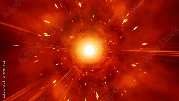 Fototapeta Exploding Abstract Red Space Energ