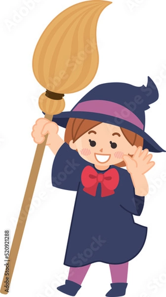 Fototapeta かわいい魔女の女の子　ハロウィンの衣装