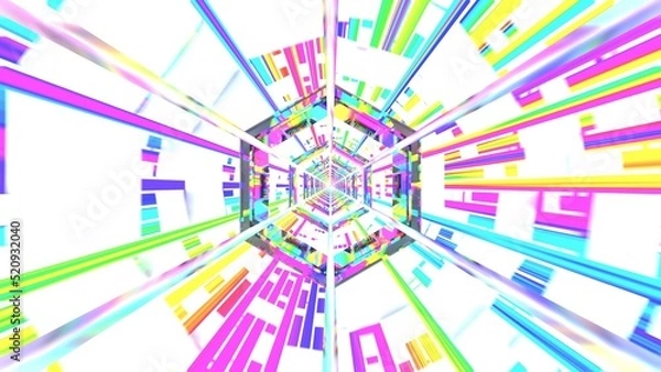 Fototapeta VJ トンネル 六角形 クリスタル 雪 虹 [別Verあり]