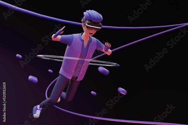 Obraz 3D Character illustrator Metaverse Man Virtual World Black	